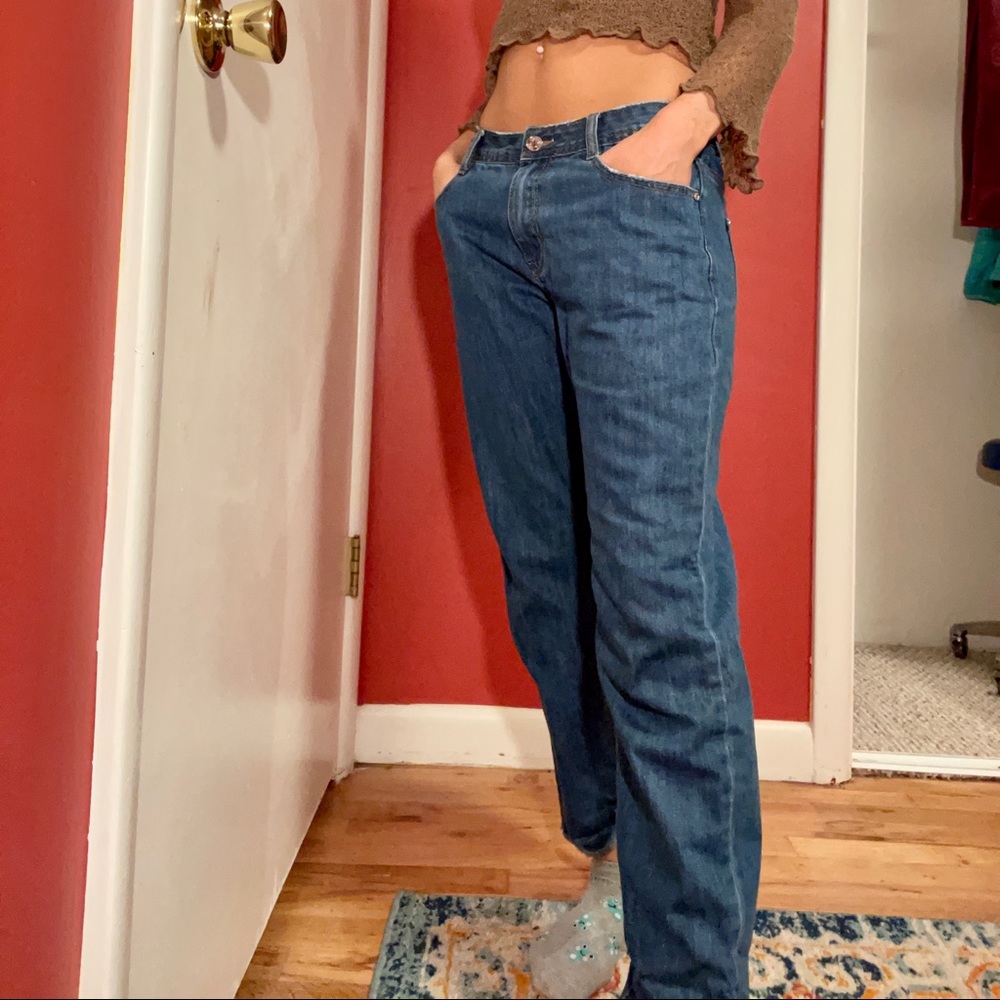 Straight legged jeans